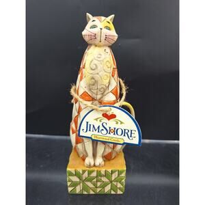 Jim Shore Heartwood Creek "Abraham" Cat Figurine 2003 #114420 Displayed Only